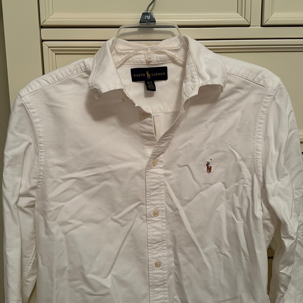 boys polo ralph lauren white button down dress shirt size XL (18)